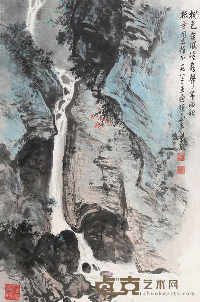 魏紫熙 1982年作 秋山泉声 立轴 67.5×45cm